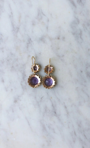 Boucles d'oreilles Boucles d'Oreilles Améthystes et Perles Or Rose 58 Facettes