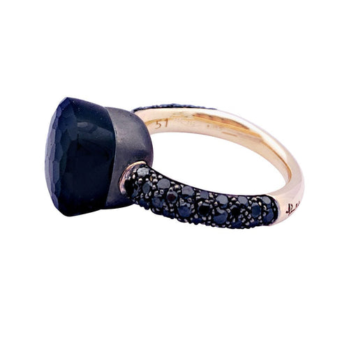 Bague 51 Bague Pomellato, "Nudo", or rose, titane, obsidienne, diamants noirs. 58 Facettes 33642