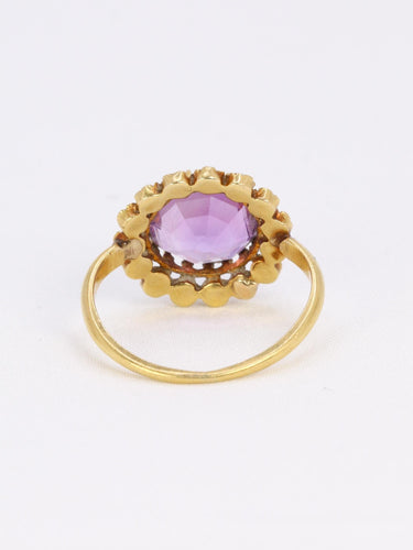 Bague 52 Bague marguerite ancienne or jaune amethyste perles fines 58 Facettes 1102.6