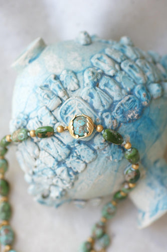 Collier Collier Ancien Néo-Égyptien Or Jaune et Turquoises 58 Facettes