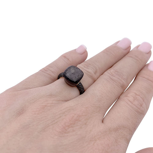Bague 51 Bague Pomellato, "Nudo", or rose, titane, obsidienne, diamants noirs. 58 Facettes 33642