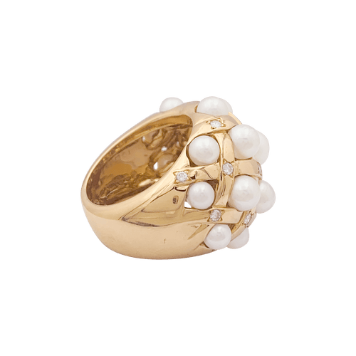 Bague 53 Bague Chanel, "Baroque", or jaune, diamants et perles. 58 Facettes 34262