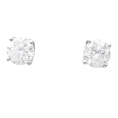 Boucles d'oreilles Puces d'oreilles or blanc, diamants. 58 Facettes 33674