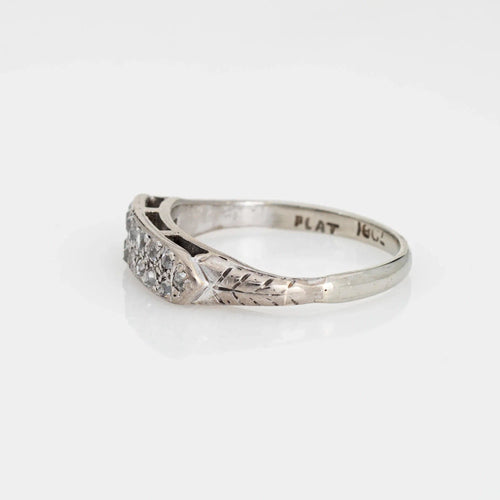 Bague Bague de mariage Art déco vintage à deux rangs de diamants, or blanc 18 carats, taille 6 58 Facettes G13484