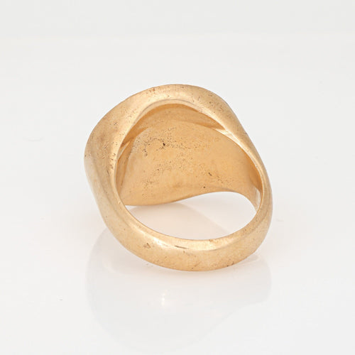 Bague Chevalière vintage lourde « Reach For The Stars » en or jaune 14 carats pour homme, taille 11 58 Facettes G14044