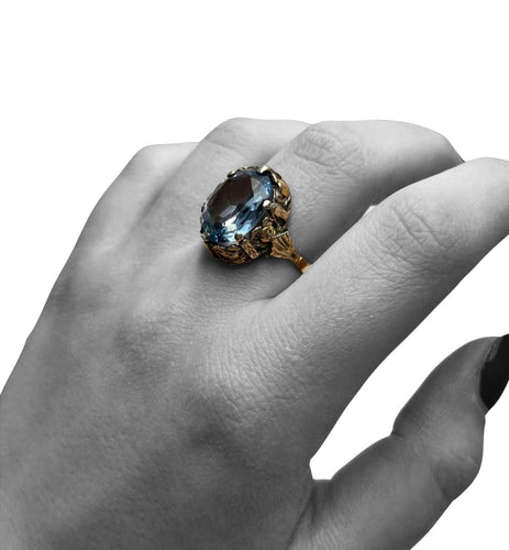Bague Bague française du début des années 1900 avec spinelle bleu 58 Facettes
