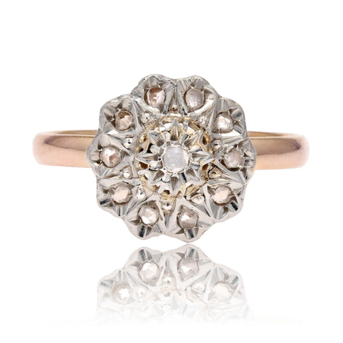 Bague 58 Bague fleur diamants or rose 58 Facettes 24-004
