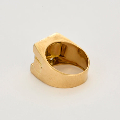 Bague 57 Bague tank or jaune et gris, diamants 58 Facettes ALE42293