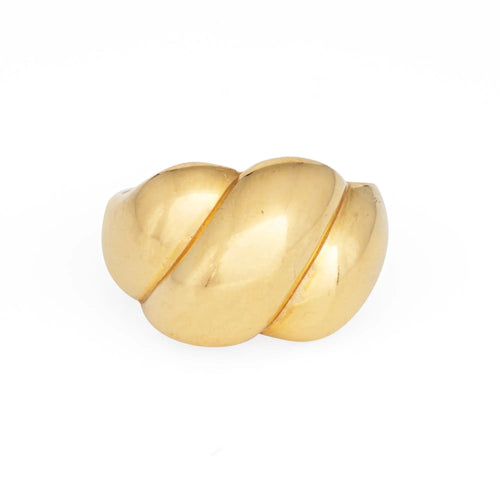 Bague 60 Bague cocktail vintage en or jaune 18 carats avec dôme cannelé 58 Facettes G13746
