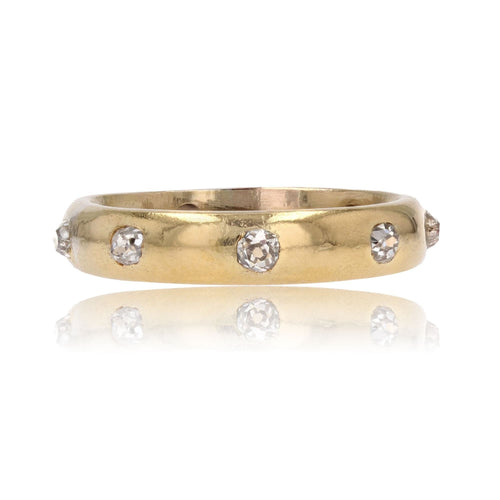Bague 55 Alliance ancienne or jaune et diamants coussin 58 Facettes 24-263