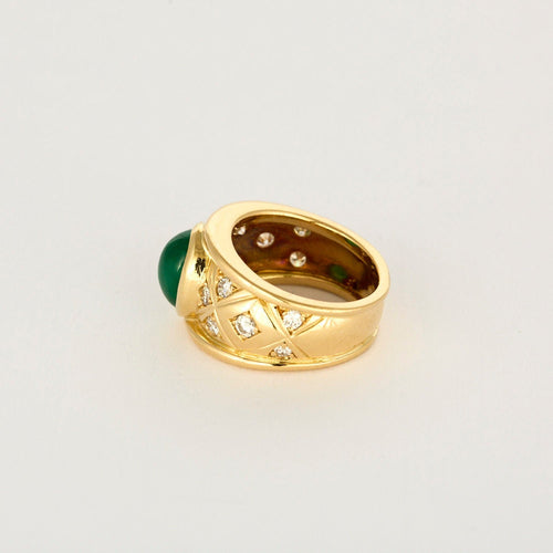 Bague 48 Bague jonc or jaune, émeraude et diamants 58 Facettes CAN11631