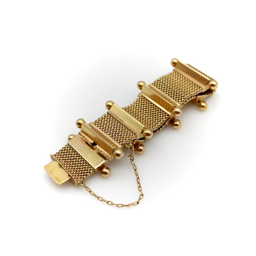 Bracelet Bracelet moderne du milieu du siècle en or tissé 18 carats 58 Facettes