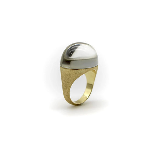 Bague 54.5 Bague H. Stern en or 18 carats avec pierres dorées et cristal de roche 58 Facettes A2000N
