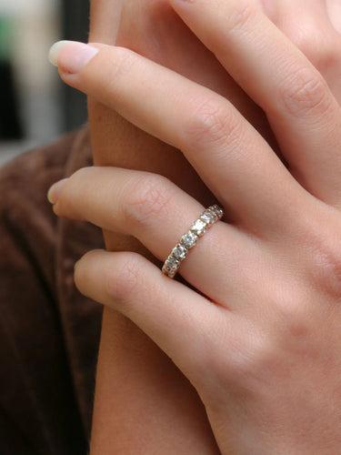 Bague 50.5 Alliance américaine en or blanc et diamants 1,8 ct 58 Facettes J63