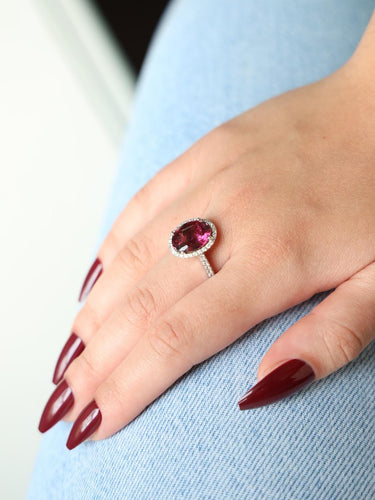 Bague 54 Bague Or blanc Tourmaline rose 58 Facettes 2543096CN