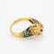 Bague Bague double lion, taille 10, or jaune 18 carats, yeux en émail, anneau contourné, bijoux animaux 58 Facettes G12694