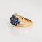 Bague 54 Bague en or jaune 18 carats, saphir cabochon et diamant, taille 6,75. Bijou vintage raffiné. 58 Facettes G14083