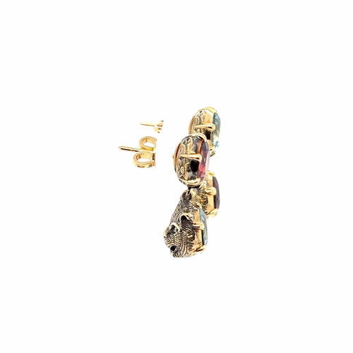 Boucles d'oreilles Gucci - Boucles d'oreilles tête de chat en or et pierres précieuses Le Marche des Marseilles 58 Facettes