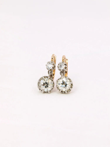 Boucles d'oreilles Dormeuses diamants taille ancienne 2,2 ct 58 Facettes J449