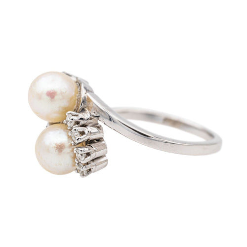 Bague Bague Or blanc Perle de culture, Diamant 58 Facettes 3485624CN