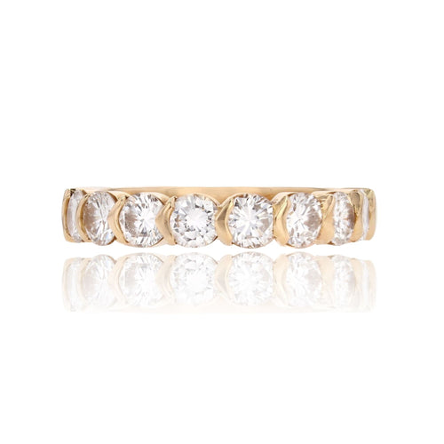 Bague 53 Demi alliance diamants or jaune 58 Facettes 25-010