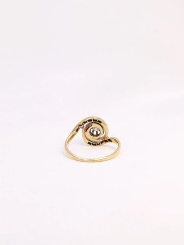 Bague 51 Bague tourbillon or platine diamants taille ancienne 0,10 ct 58 Facettes J322