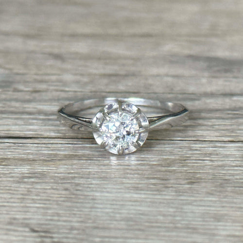 Bague 55 Solitaire or blanc diamant 0.50 carat 58 Facettes 198