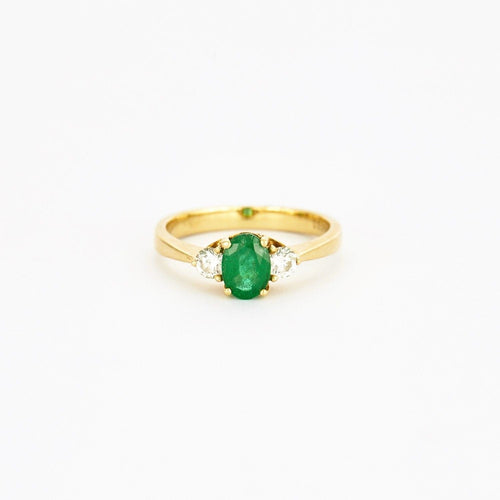 Bague Bague trilogie émeraude diamants or jaune 58 Facettes