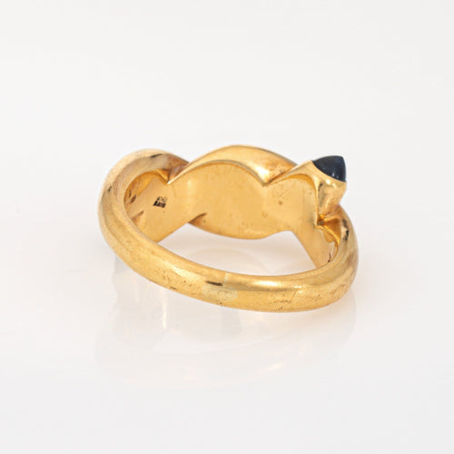 Vintage Bulgari Knot Ring Sapphire Emerald 18k Yellow Gold Sz 5 Signed Jewelry 58 Facettes G13941