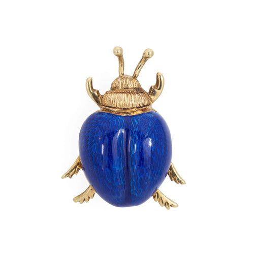Broche Broche Coccinelle Vintage Émail Bleu Or Jaune 58 Facettes G8607