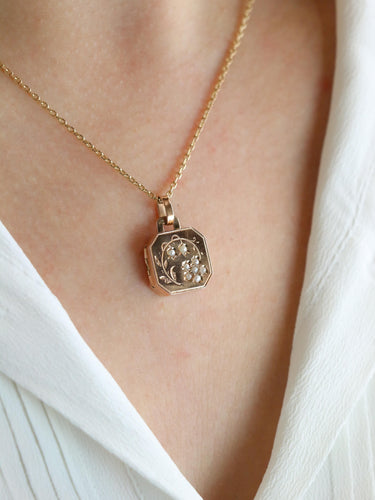 Pendentif Pendentif Art Nouveau porte photo or rose perles fines 58 Facettes 1140.2