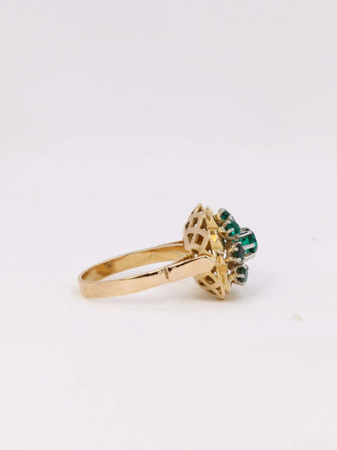 Bague 51 Bague étoile or jaune pierre verte 58 Facettes J382