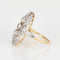 Bague Bague de cocktail édouardienne antique en or 18 carats et platine avec diamant de 1 ct Taille 5 Ovale 58 Facettes G9099