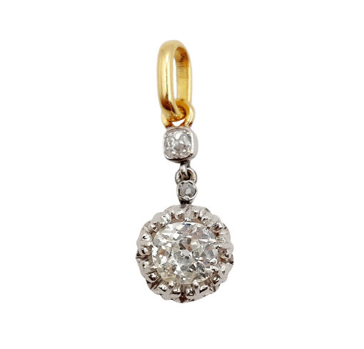 Pendentif Pendentif antique taille ancienne en or 18k et platine et diamants 58 Facettes A06669