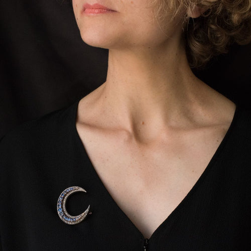 Broche Broche croissant saphirs et diamants 58 Facettes 14-104