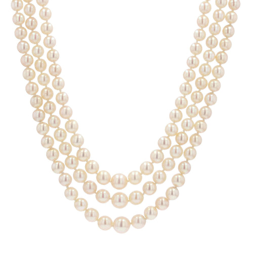 Collier Collier 3 rangs de perles de culture en chute 58 Facettes 24-347