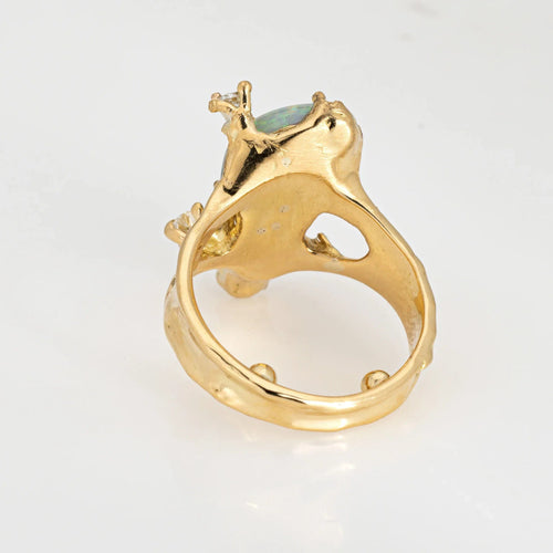 Bague 50.5 Bague Vintage Or Jaune Diamant Opale, Forme Libre 58 Facettes G13204