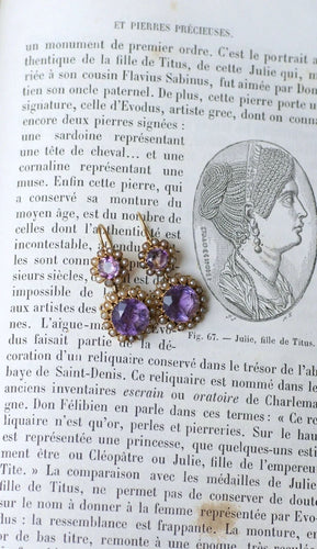 Boucles d'oreilles Boucles d'Oreilles Améthystes et Perles Or Rose 58 Facettes