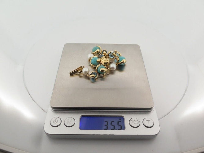 Bracelet bracelet MARINA B cardan or jaune et pierres turquoises 58 Facettes 259151