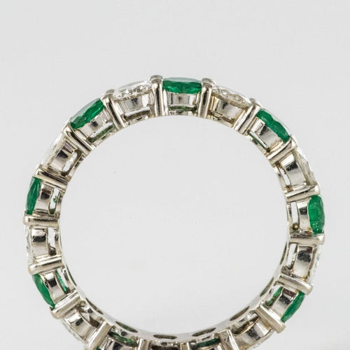 Bague 56 Alliance diamants émeraudes 58 Facettes 15-378-56
