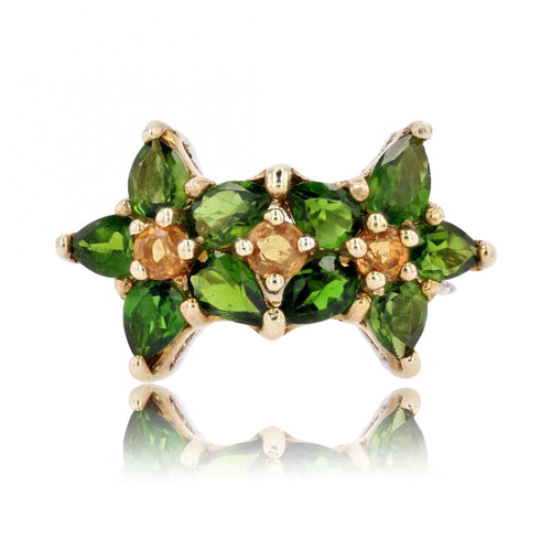 Bague 55 Bague fleurs tourmalines et saphirs jaunes 58 Facettes 24-054