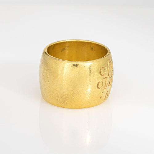 Bague Bague Amor Vincit Om, taille 6, or 18 carats d'occasion, Wright & Teague, anneau large 58 Facettes G13974