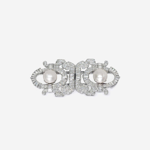 Broche Broche Art Déco en or blanc et diamants de 10 carats 58 Facettes 22687B