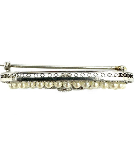 Broche Broche Art-Déco platine, diamants et perles 58 Facettes