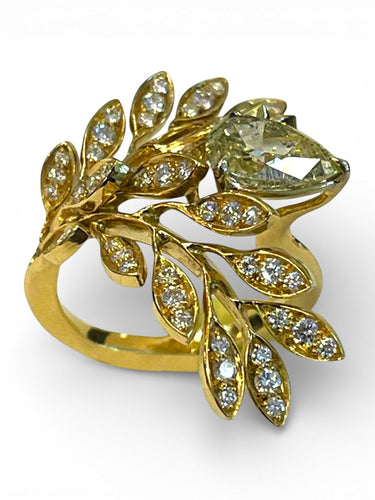 Bague 55 Bague Diamants blanc et Poire Diamant Fancy 58 Facettes