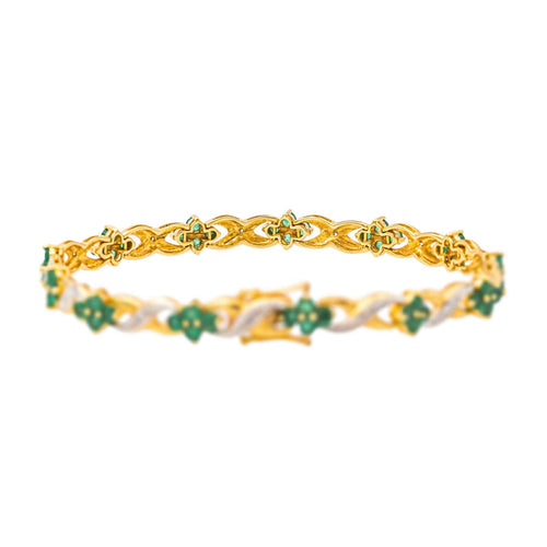 Bracelet Bracelet  Or jaune, Or blanc Emeraude, Diamant 58 Facettes 4292749CN