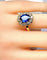 Bague 50 Bague marguerite en or jaune 18 carats, saphir 3,50 carats et diamants 58 Facettes AB548