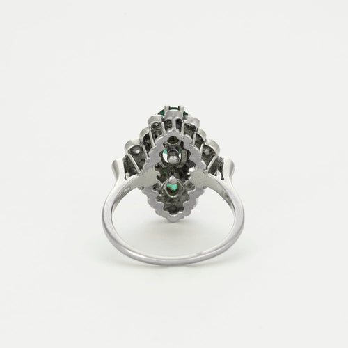 Bague 55 Bague marquise or gris émeraudes et diamants 58 Facettes GU41