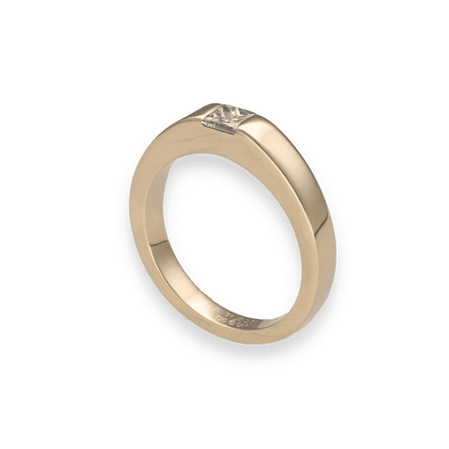 Bague 51 Bague Cartier Tank - Or jaune 18K avec diamant princesse 0,25 ct - 1997 - Taille 51 58 Facettes FB10558