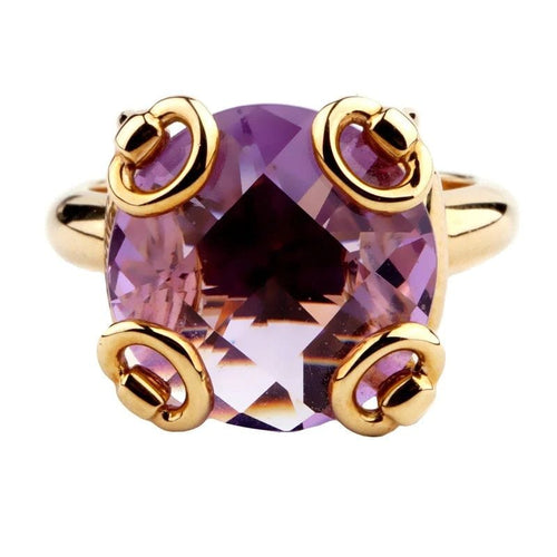 Bague 46 GUCCI - Bague Horsebit en or jaune et améthyste 58 Facettes 160447J85705010